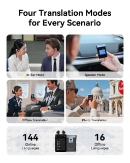 Wooask A9 AI Translator Earbuds 4G+WiFi Standalone Instant Translation Device 144 Languages with ChatGPT And Phone Call Feature