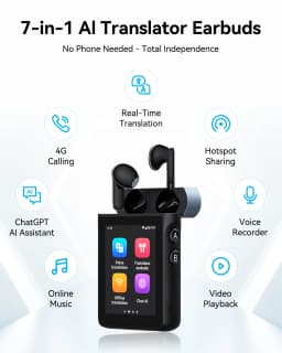 Wooask A9 AI Translator Earbuds 4G+WiFi Standalone Instant Translation Device 144 Languages with ChatGPT And Phone Call Feature