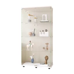 Comanlai Clear Display Stand, Tempered Glass Material, with 2-Door and 4 Shelves, Decorative Shelf, Wine Cabinet,for Living Room