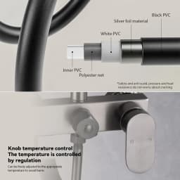 Shower Column, Stainless Steel Square Shower Set, ith Hand Shower Head and Rain Head, Adjustable Height Shower Bar