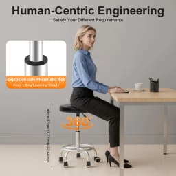 Height Adjustable Rolling Bar Stool, 360° Rotatable Bar Stool, Salon Stool Bar Stool,Comfortable Rotating Work Chair