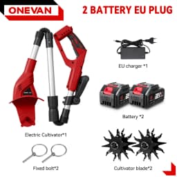 ONEVAN Brushless Electric Tiller Cultivator Lawn Mower Rototiller Cordless Scarifier Garden Tool For Makita 18V Battery Pin