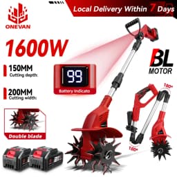 ONEVAN Brushless Electric Tiller Cultivator Lawn Mower Rototiller Cordless Scarifier Garden Tool For Makita 18V Battery Pin