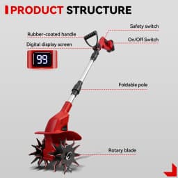 ONEVAN Brushless Electric Tiller Cultivator Lawn Mower Rototiller Cordless Scarifier Garden Tool For Makita 18V Battery Pin