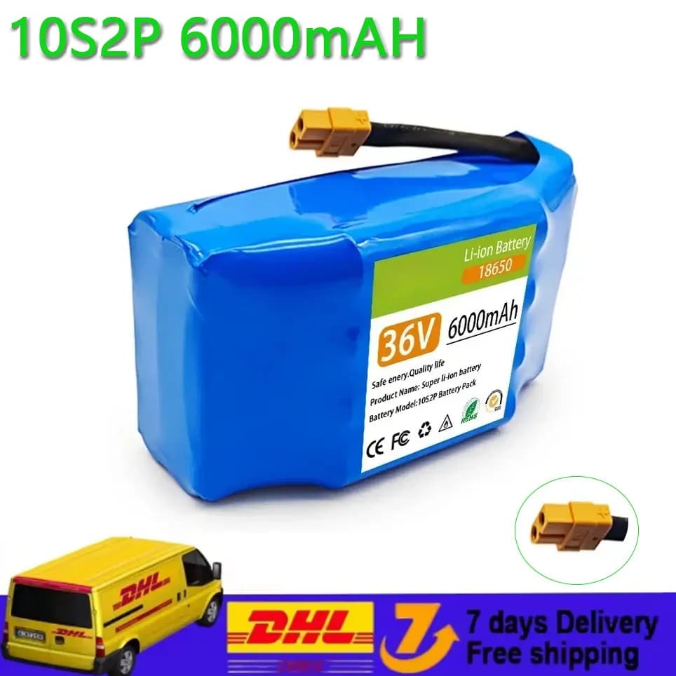 36V 6/4.4Ah Rechargeable Lithium Ion Battery Pack 10S2P for Electric Self Balancing Scooter Hoverboard Unicycle