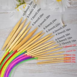 18Pcs/Set Circular Knitting Needles Bamboo Crochet Sewing Knitting Double Cusp Hooks Soft Tube Needle Craft Tools Set 40-120cm