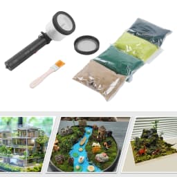 Mini Grass Flocking Applicator Electrostatic Garden Landscape Grinding Device with 20g Static Grass 2 Sieves And Adhesive Brush