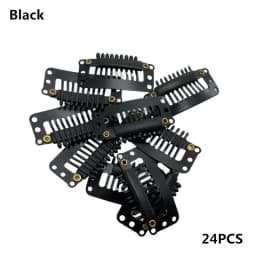 24 Pcs 9-teeth Beige/Brown/Black Hair Extension Clips Hair Extension Wigs Snap Clips Comb Small Snap Wig Accessories Clips