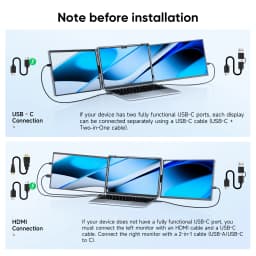 Dopesplay 14.1 inch Dual Screen Extender FHD 1200P IPS Portable Monitor Plug & Play Second Display For Laptop Mac Travel Work