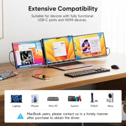 Dopesplay 14.1 inch Dual Screen Extender FHD 1200P IPS Portable Monitor Plug & Play Second Display For Laptop Mac Travel Work