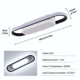 30W Long Oval LED Ceiling Light, White LED Ceiling Light, Acrylic Ceiling Light, Suitable for Bedrooms, Kitchens, Hallways