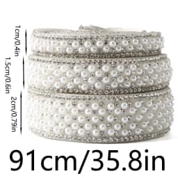 (91cm/pack)1cm/1.5cm/2cm Pearl Diamond Lace Shining Self Adhesive Diamond Hair Accessories Clothing Decoration Patches Handmade