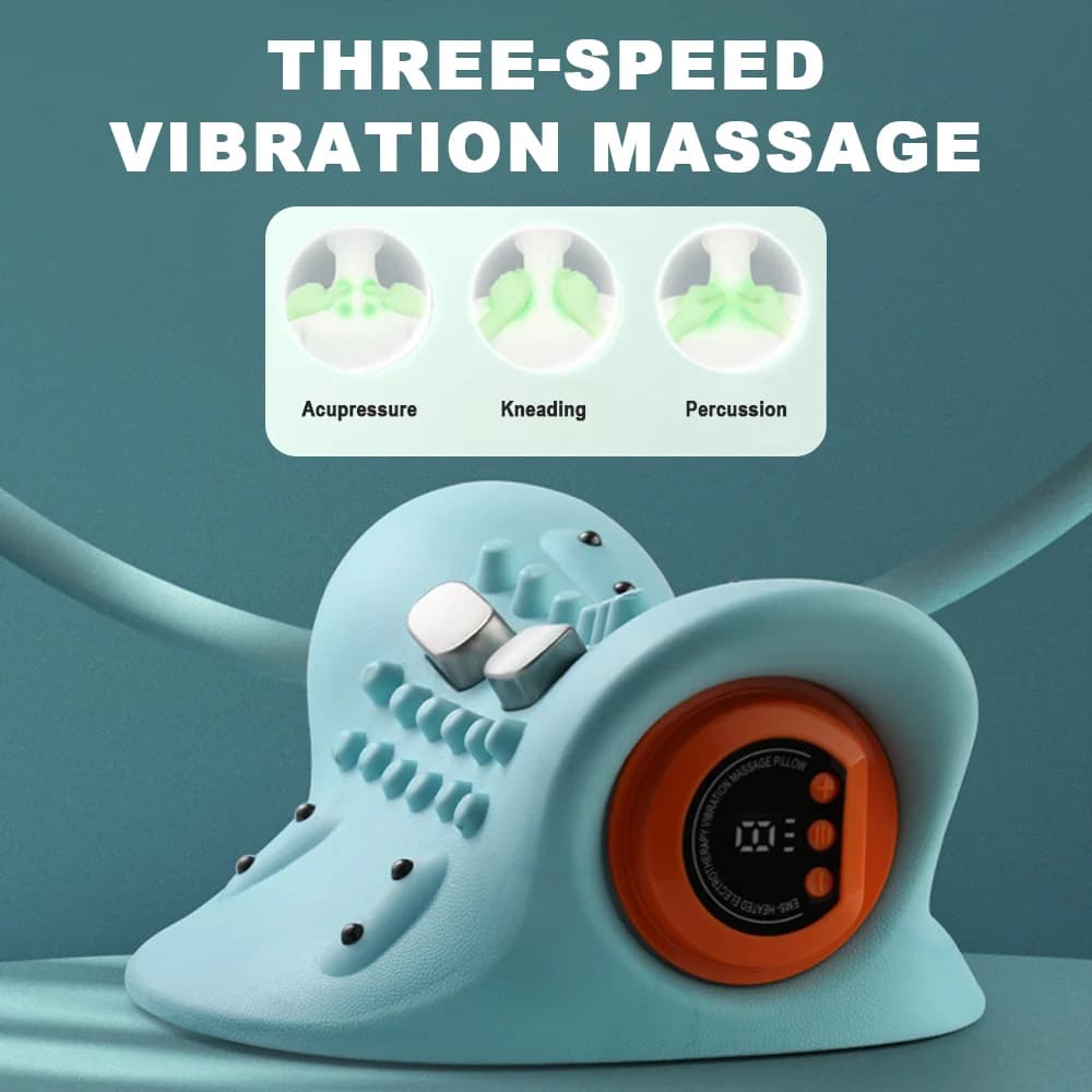 Electric Massage Pillow Hot Compress Vibration Pulse Cervical Neck Massager Neck Muscle Relaxation Pain Relief Massage Pillow