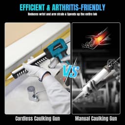 Cordless Electric Glue Gun with 2 Batteries, 4-Speed Adjustable Silicone Caulking Gun for Doors, Windows,Tile, Bathroom Sealant