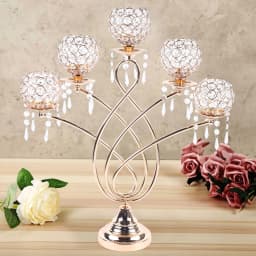 Crystal Decorative Candelabra Centerpiece 5-Arm Candlesticks Holder for Table Dining Table Home Decor Wedding Party Anniversary