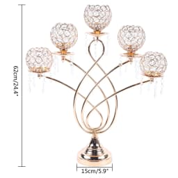 Crystal Decorative Candelabra Centerpiece 5-Arm Candlesticks Holder for Table Dining Table Home Decor Wedding Party Anniversary