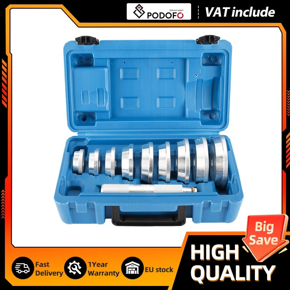 Podofo 10pcs Bushing Driver Set Bearing Race and Seal Bush Driver Kit Automotive Wheel Bearings Seal Driver Tool Set