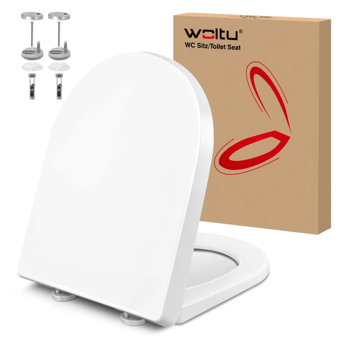 WOLTU U-Shape Toilet Lid Seat Quiet Lid with Soft-Close Mechanism Plastic Thickened Durable Universal Bathroom Accessories