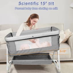 Crib Cododo baby bed, sleeping Together, with mattress, changing Table, easy to move, Portable newborn baby bed (blue/Beige/gray/black)