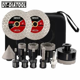 DT-DIATOOL Dry Core Drill Bits Set M14 Thread Milling Bits Chamfer Bits Hex 115/125mm Dics Drilling Ceramic Tile Marble Granite