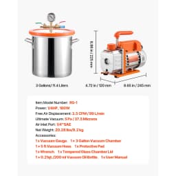 SucceBuy 3 Gallon / 5 Gallon Vacuum Chamber with 3.5 CFM Single Stage Vacuum Pump for Stabilizing Wood Degassing Silicone Resin
