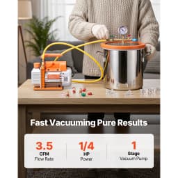 SucceBuy 3 Gallon / 5 Gallon Vacuum Chamber with 3.5 CFM Single Stage Vacuum Pump for Stabilizing Wood Degassing Silicone Resin