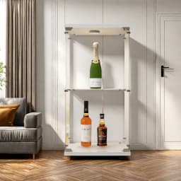 Comanlai 2 Layers, Single Door Glass Display Cabinet with Glass Doors, Standing, Corner Bookcase with LED Lighting