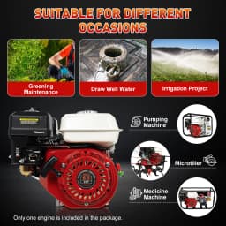 6.5HP 200cc Gasoline Engine OHV 4-Stroke GX160 Air Cooled Petrol Motor with Oil Alert Low Fuel Consumption for Water Pump