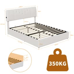 Anajqaqia Upholstered Storage Bed with USB Charging Port, Size: 140x190cm/140x200cm/160x200cm, Modern and Simple Style