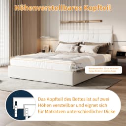 Anajqaqia Upholstered Storage Bed with USB Charging Port, Size: 140x190cm/140x200cm/160x200cm, Modern and Simple Style