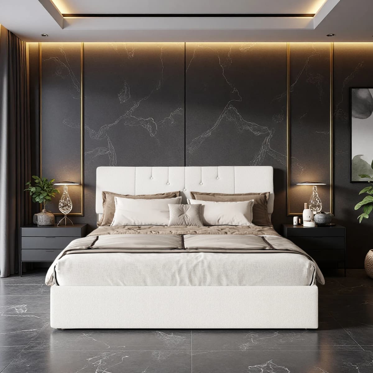 Anajqaqia Upholstered Storage Bed with USB Charging Port, Size: 140x190cm/140x200cm/160x200cm, Modern and Simple Style