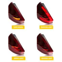 LED Tail Lights Assembly for Ford Fiesta 2008-2020 VI Hatchback Sequential Turn Signal Red Rear Lamps Pair Assembly