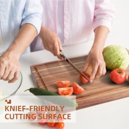 Acacia Wood Cutting Board Thick Butcher Block Reversible Wooden Kitchen Block Cheese Board with Side Handles and Juice Grooves