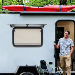 RV Push Out Window 70x45cm Tempered Glass with Built-in Sunshade Screen for Camper Van Trailer Motorhome Replacement