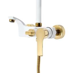 Shower System, Height Adjustable with Thermostat,Rain Shower, Hand Shower, Shower Set, Stainless Steel, Brass(White, Gold)