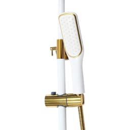 Shower System, Height Adjustable with Thermostat,Rain Shower, Hand Shower, Shower Set, Stainless Steel, Brass(White, Gold)