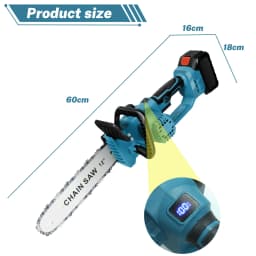 Mini Chainsaw Battery, Electric Chainsaw 12 inch 2 Battery Digital Display Manual Chainsaw Used for Trimming Horticultural Trees