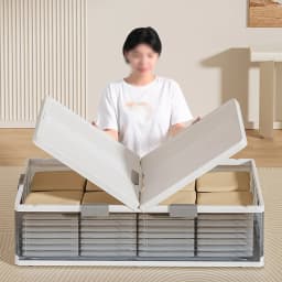 Under Bed Storage Box with Wheels & Lids 101*51.5*24cm Foldable Organizer 6 Locking Buckles Dust Proof for Blankets Clothes Toys