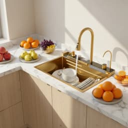 Multifunctional Kitchen Sink Stainless Steel Sink 29.5*18.1*8.6in with Pull-Out Faucet