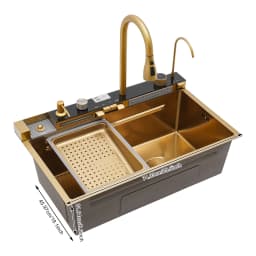 Multifunctional Kitchen Sink Stainless Steel Sink 29.5*18.1*8.6in with Pull-Out Faucet