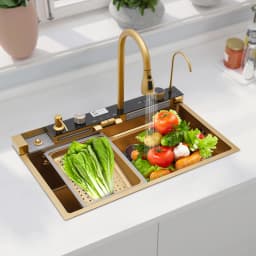 Multifunctional Kitchen Sink Stainless Steel Sink 29.5*18.1*8.6in with Pull-Out Faucet