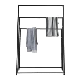3-tier Towel Holder Stand, Bath Towel Shelf Drying Towels Large Freestanding Towel Rack for Bathroom or Pool Black