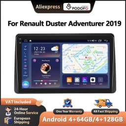 Podofo AI Voice Wireless Carplay Android Auto Radio For Renault Duster Adventurer 2019 Car Intelligent Systems BT 2din Autoradio
