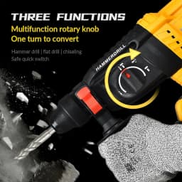 26MM Electric Hammer Drill Brushless Multifunctional Rotary High-Power Cordless Rechargeable Power Tools Fit Dewalt 18V Battery