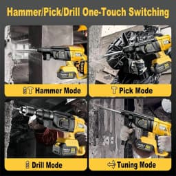26MM Electric Hammer Drill Brushless Multifunctional Rotary High-Power Cordless Rechargeable Power Tools Fit Dewalt 18V Battery