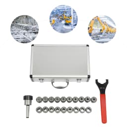 ER32 Spring Collet Set 19Pcs 2-20mm High Precision 0.015mm Collet Chuck Kit with Spanner, MT2 Tailstock Lathe Tool Holder, 45# Steel Heat Treatment Wear-Resistant, Portable Storage Box for Milling Drilling Boring