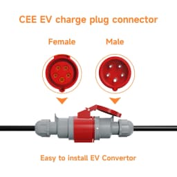 JNTAFEV 5 Pins Red CEE to Schuko Adapter EV Charger CEE Female Plug Wall Socket Connect with 16A 3 Phase 11KW Portable Charger