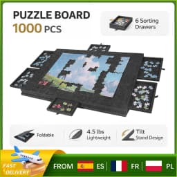 1000 Piece Puzzle Board with 6 Drawers, Felt Jigsaw Puzzle Table 2-in-1 Stand & Cover, Lightweight Portable Puzzle Mat 77×54cm