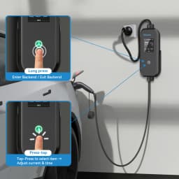 Khons Type2 3.5kW 16A Portable EV Charger Schuko Plug EVSE With App Bluetooth Control 5m TPU Cable For Electric Vehicle