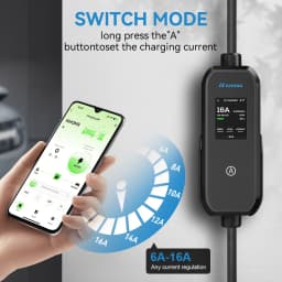 Khons Type2 3.5kW 16A Portable EV Charger Schuko Plug EVSE With App Bluetooth Control 5m TPU Cable For Electric Vehicle